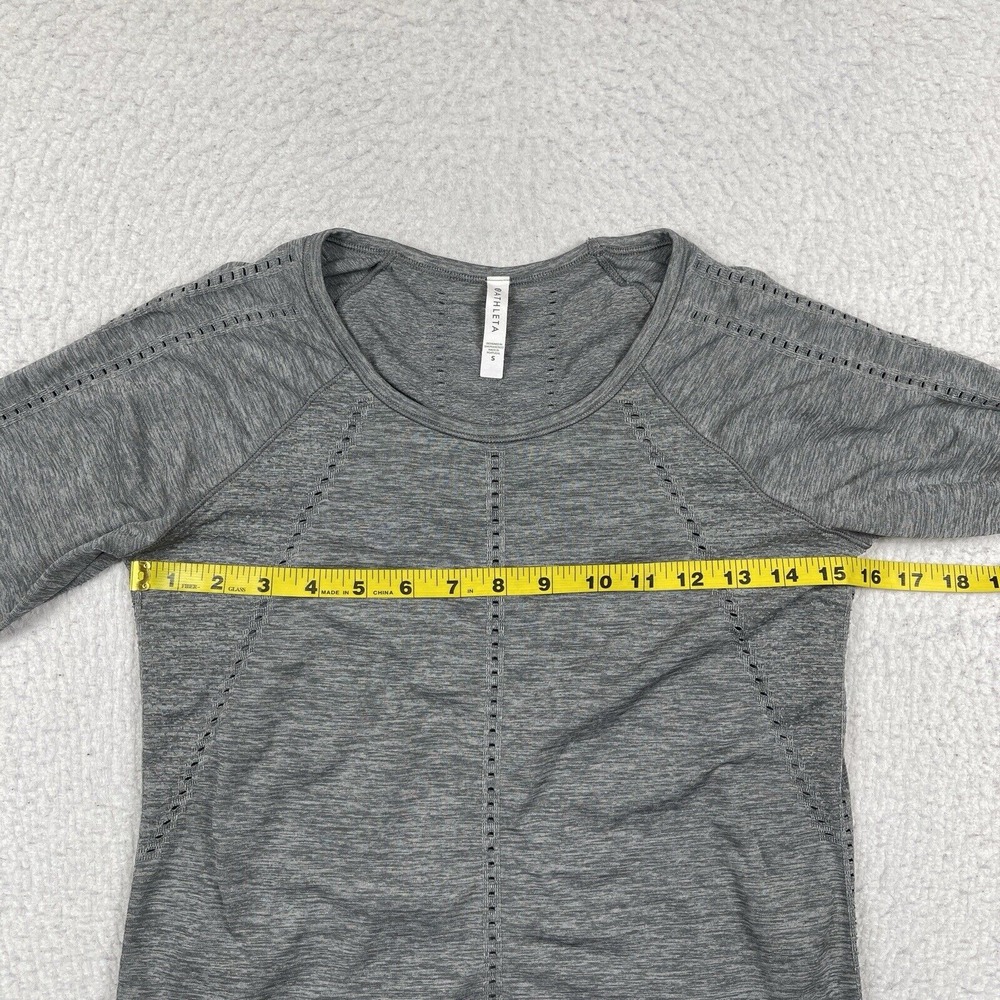 Athleta Shirt Womens Small Gray Foothill Seamless Long Sleeve Stretch Active Top - Picture 9 of 10